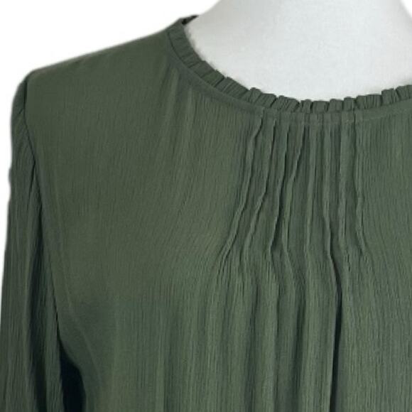 Time and Tru Blouse Boho Gauze Lace Pullover Olive Green Women’s Size Medium - Picture 8 of 13